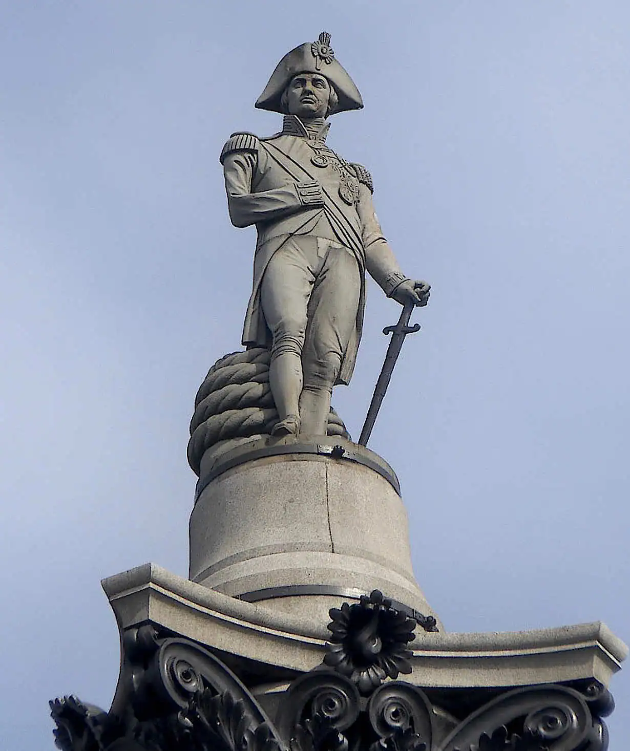 The statue of Admiral Nelson on top of the monument