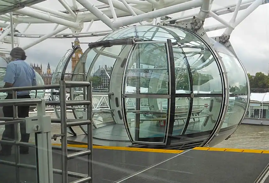 Boarding a pod on the London Eye