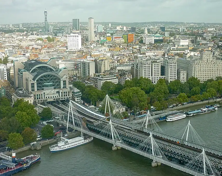 View of Charing Cross station and Victoria Embankment