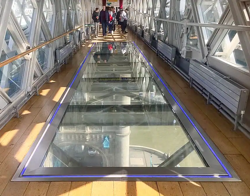 The glass floor in the top walkway