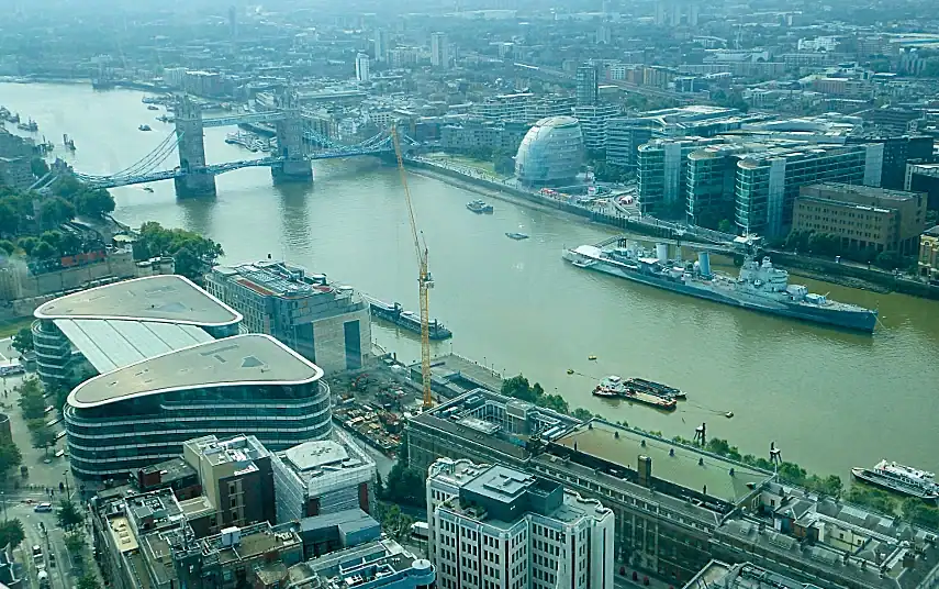 View of Tower Bridge and HMS Belfast