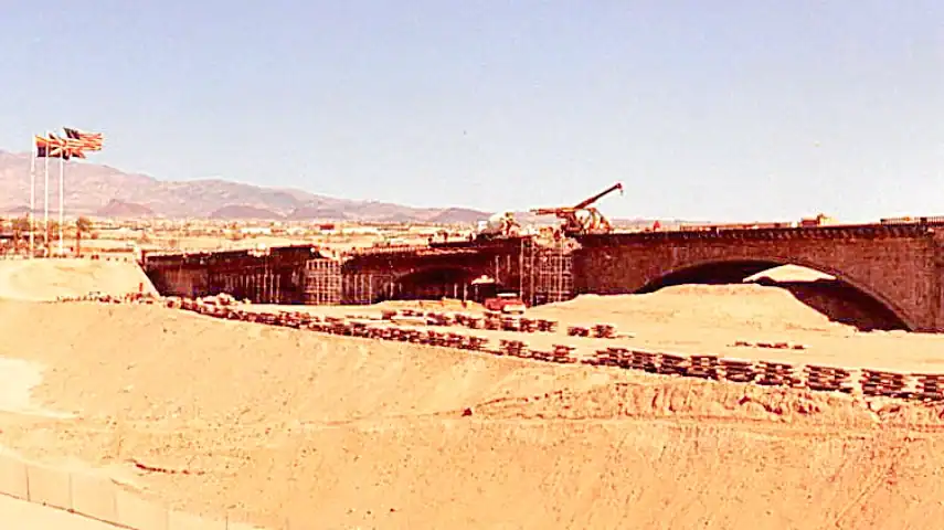 London Bridge during construction in America, 1971