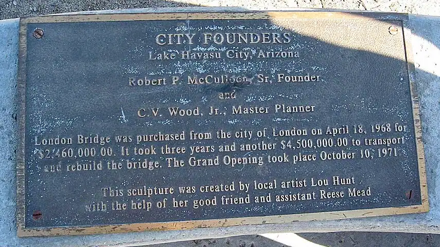 Plaque on the rebuilt London Bridge