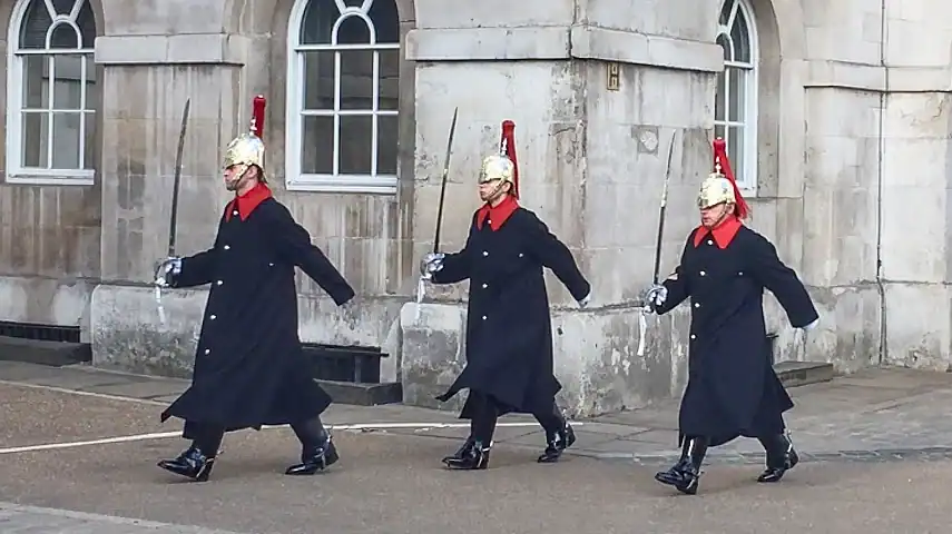 Blues & Royals marching out of the courtyard