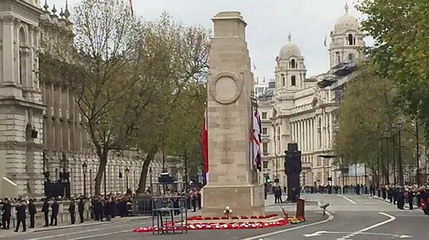 The Cenotaph in the middle of Whitehall