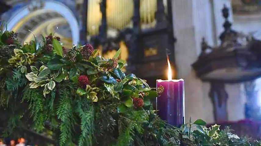 Christmas decorations inside St. Paul's Cathedral