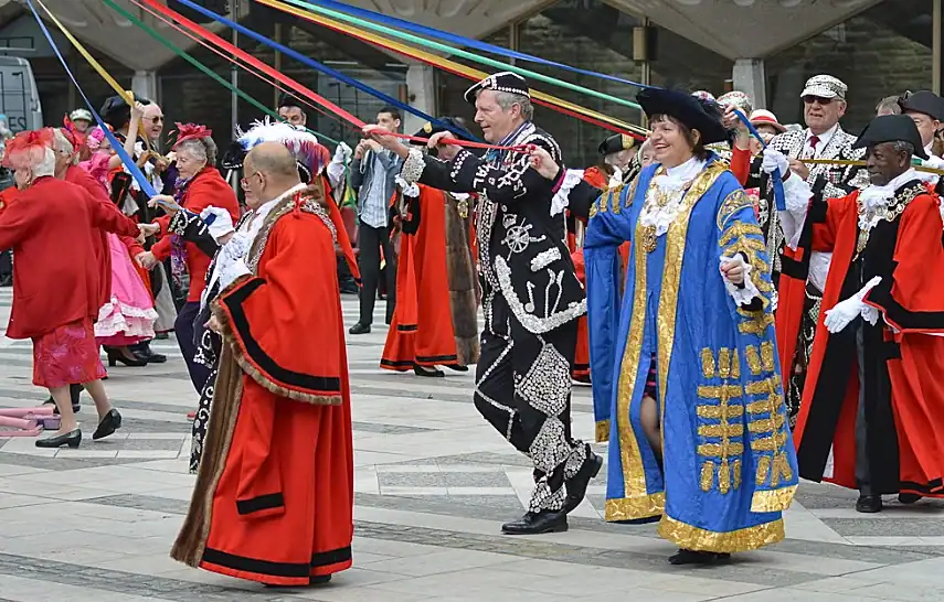 The May Pole dance in Guildhall Yard