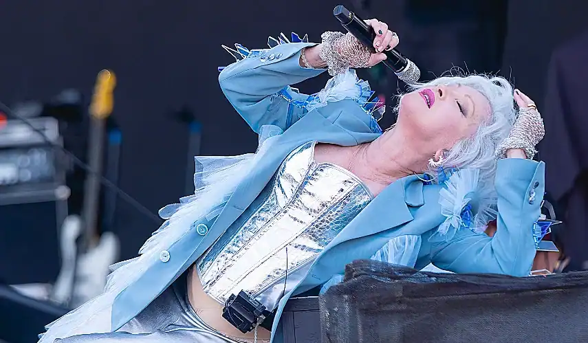 Cyndi Lauper at the Glastonbury Festival in 2024