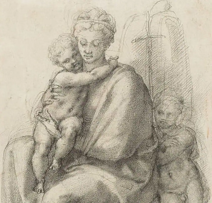 Detail of The Virgin and Child with the young St John by Michelangelo