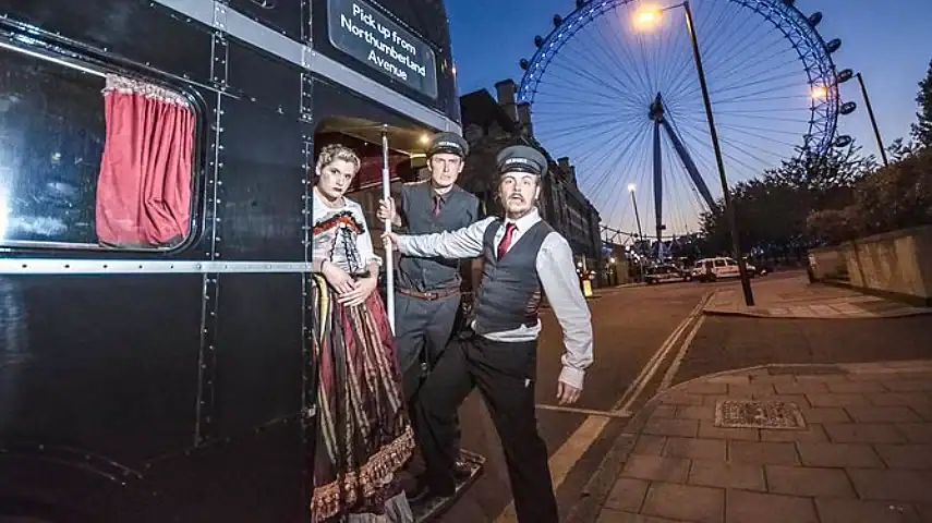 The gothic-themed Routemaster double-decker bus