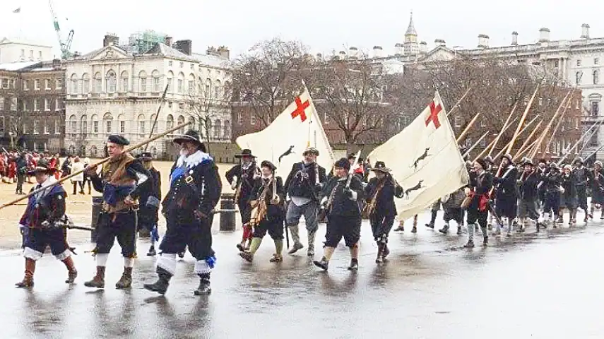 The King's Army marching to Horse Guards Parade