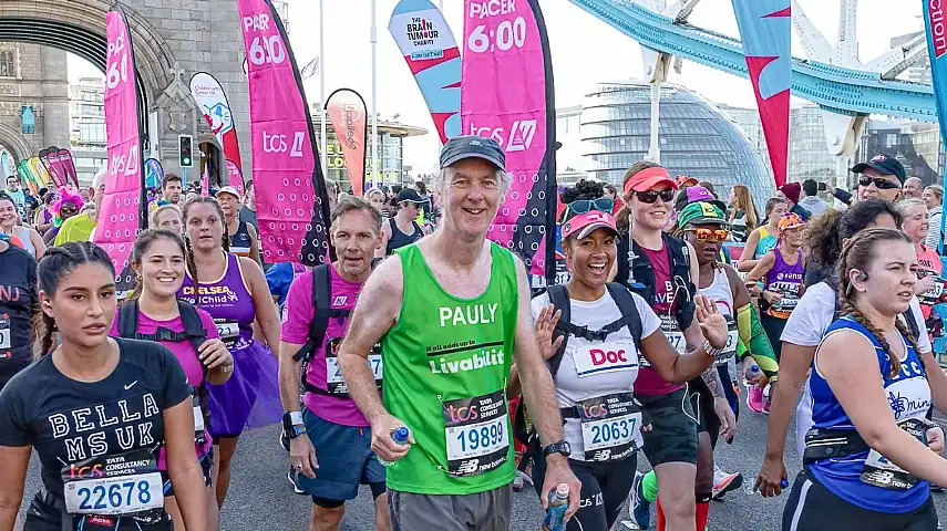 Marathon runners crossing over Tower Bridge