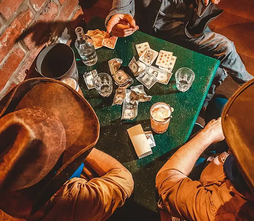 Playing cards at the Moonshine Saloon