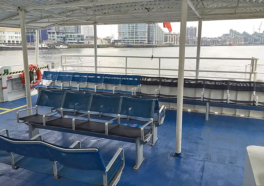 Seats at the back of a Thame Clipper boat