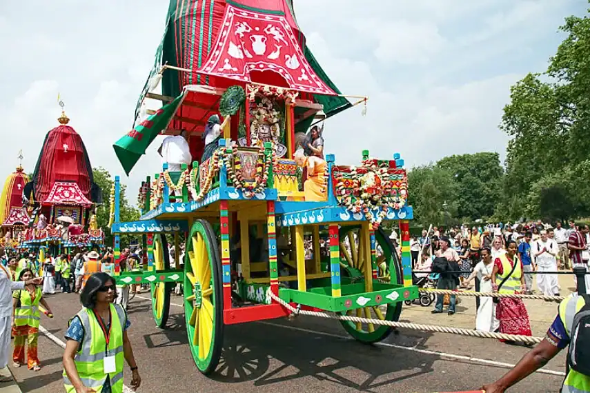 The decorated carts in the Rathayatra Parade