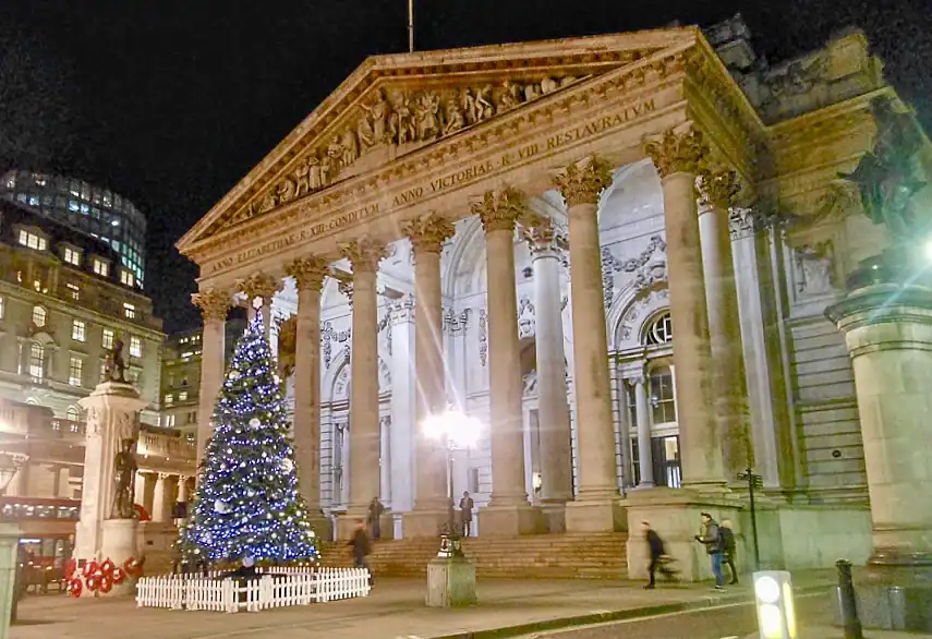 The Christmas tree outside the Royal Exchange