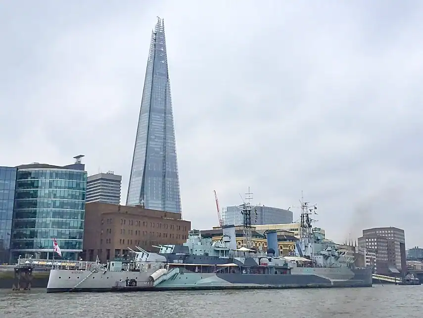 Passing The Shard and HMS Belfast