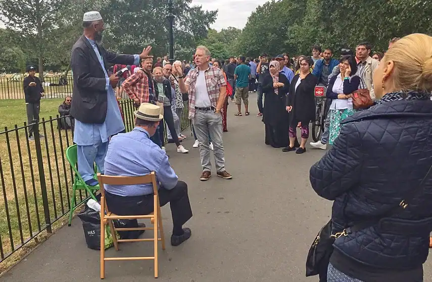 One of the religious speakers at Speakers' Corner