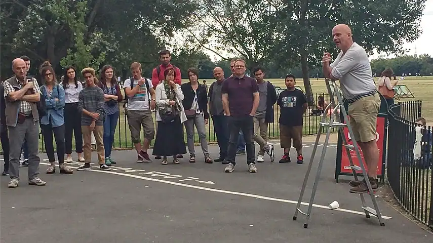 One of the political speakers at Speakers' Corner