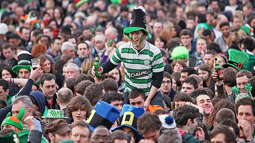 St. Patrick's Day crowd in Trafalgar Square