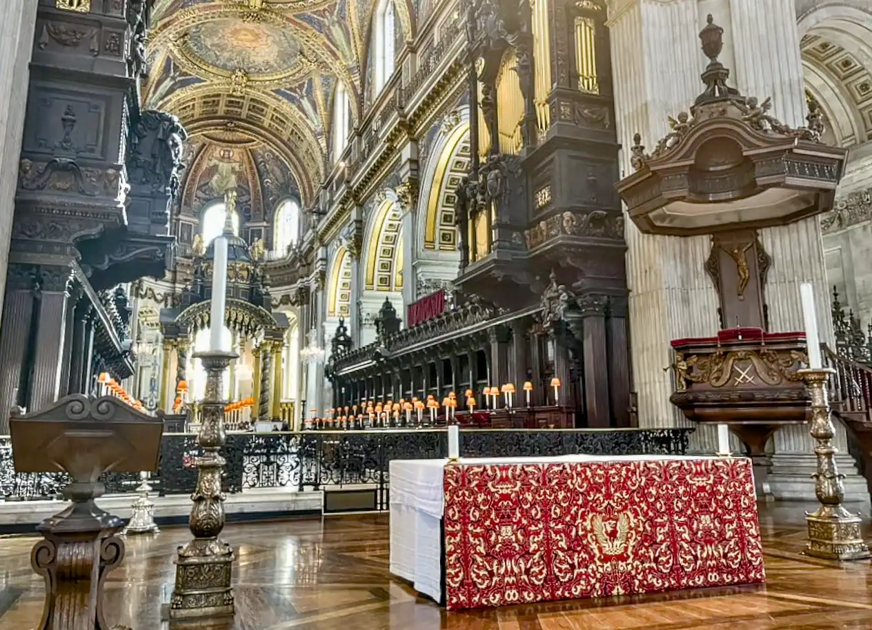 The altar table in front of the Quire, and High Altar behind