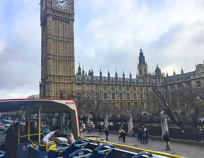 Passing Big Ben and the Houses of Parliament