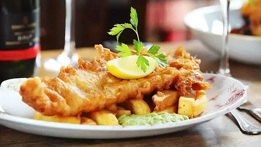 Fish and chips in a London pub