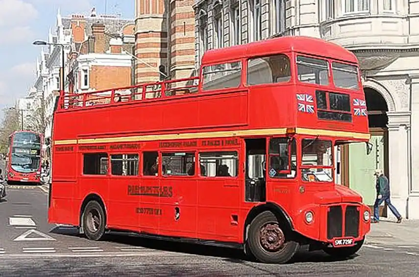 The vintage 1960's double-decker bus